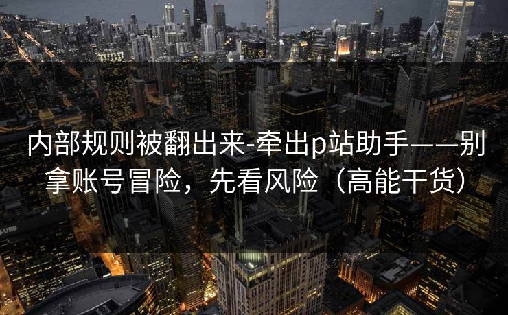 内部规则被翻出来-牵出p站助手——别拿账号冒险，先看风险（高能干货）