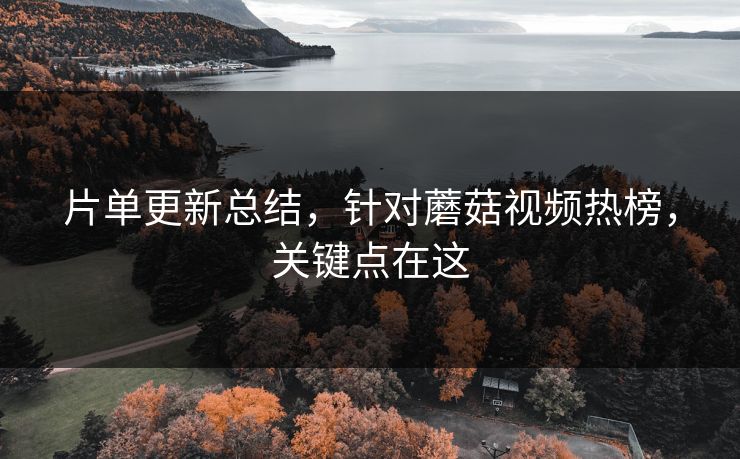 片单更新总结,针对蘑菇视频热榜,关键点在这 片单更新总结,针对蘑菇视频热榜,关键点在这