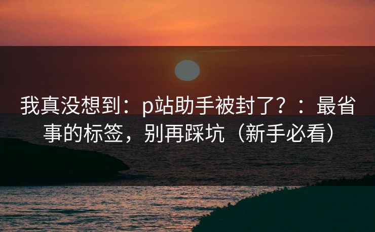 我真没想到：p站助手被封了？：最省事的标签，别再踩坑（新手必看）