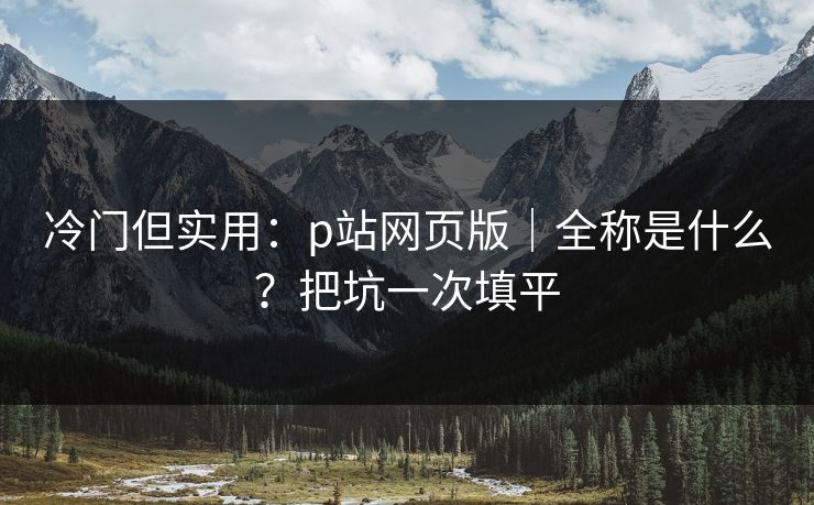 冷门但实用：p站网页版｜全称是什么？把坑一次填平