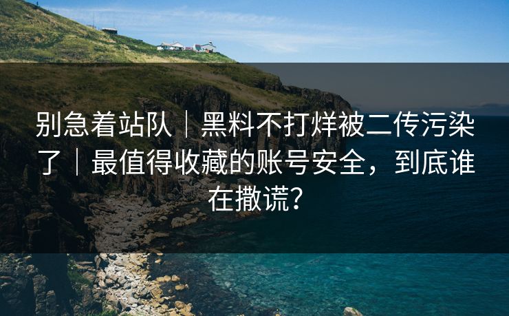 别急着站队｜黑料不打烊被二传污染了｜最值得收藏的账号安全，到底谁在撒谎？