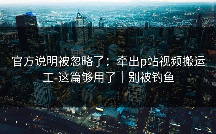 官方说明被忽略了：牵出p站视频搬运工-这篇够用了｜别被钓鱼