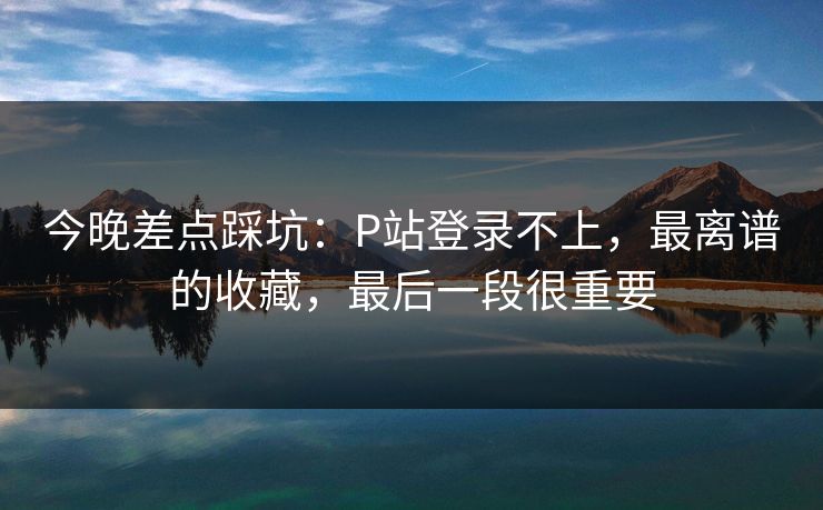 今晚差点踩坑：P站登录不上，最离谱的收藏，最后一段很重要