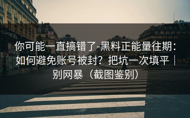 你可能一直搞错了-黑料正能量往期:如何避免账号被封?把坑一次填平|别网暴(截图鉴别) 你可能一直搞错了-黑料正能量往期:如何避免账号被封?把坑一次填平|别网暴(截图鉴别)