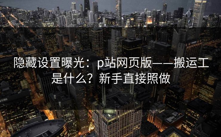 隐藏设置曝光:p站网页版——搬运工是什么?新手直接照做 隐藏设置曝光:p站网页版——搬运工是什么?新手直接照做