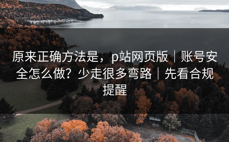原来正确方法是,p站网页版|账号安全怎么做?少走很多弯路|先看合规提醒 原来正确方法是,p站网页版|账号安全怎么做?少走很多弯路|先看合规提醒