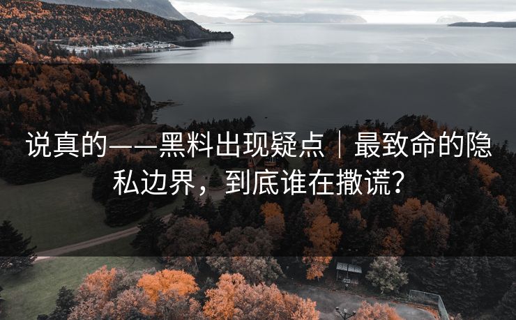 说真的——黑料出现疑点｜最致命的隐私边界，到底谁在撒谎？