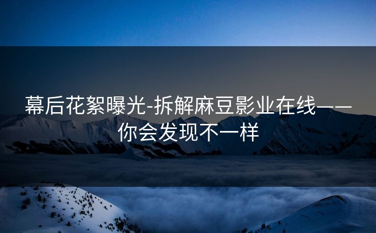 幕后花絮曝光-拆解麻豆影业在线——你会发现不一样