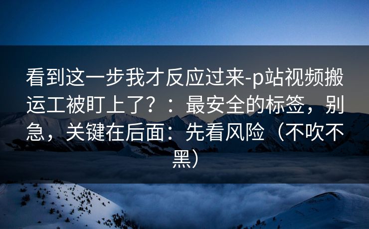 看到这一步我才反应过来-p站视频搬运工被盯上了?:最安全的标签,别急,关键在后面:先看风险(不吹不黑) 看到这一步我才反应过来-p站视频搬运工被盯上了?:最安全的标签,别急,关键在后面:先看风险(不吹不黑)