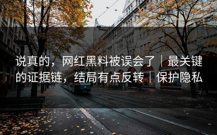 说真的，网红黑料被误会了｜最关键的证据链，结局有点反转｜保护隐私