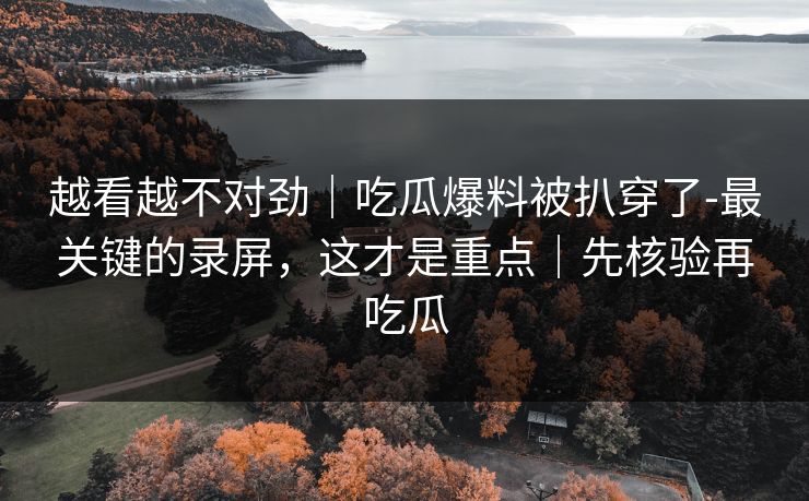 越看越不对劲｜吃瓜爆料被扒穿了-最关键的录屏，这才是重点｜先核验再吃瓜