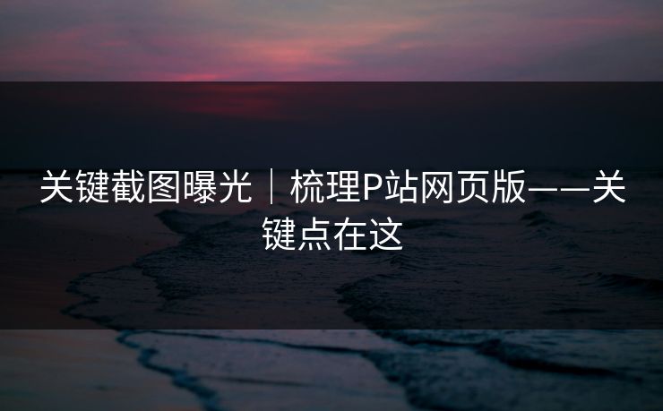 关键截图曝光|梳理P站网页版——关键点在这 关键截图曝光|梳理P站网页版——关键点在这